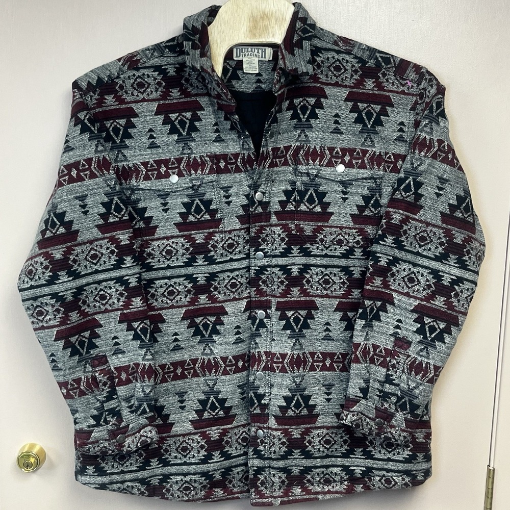 Duluth Trading Co Tucson Jac Shirt Jacket with Southwestern Aztec Print Size XL‎